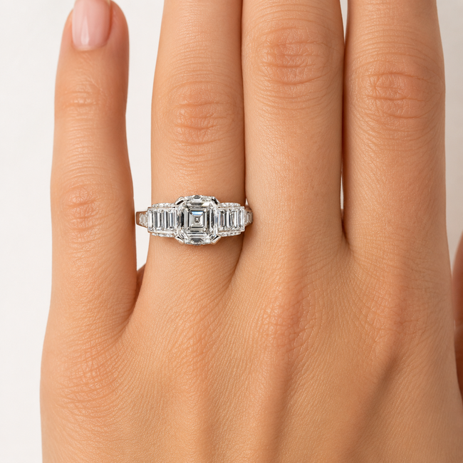 Ring 7-Stone 1.08ct Asscher Lab Grown Diamond IGI: 727512435 .60ctw Diamonds 900pt 3.52g Sz6 125100026