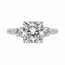 Ring 3-Stone Engagement 3ct Cushion Lab Grown Diamond IGI: 752514910  .75ctw Diamonds 18kw 2.9mm Sz6.25 4.66g 125090013