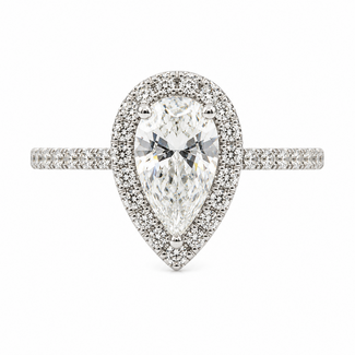 Ring Tear Drop 1.14ct Pear Lab Grown Diamond IGI: 547238563 .38ctw Round Diamonds 14kw 13x9mm Sz4.5 4.4g 125060078