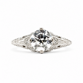 Ring Filigree 1.46ct RB Lab Grown Diamond IGI: 698568850 .12ctw Round Diamonds 900pt 7.2mm Sz7 3.1g 125040047