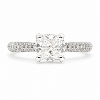 Ring Engagement Simon 1.30ct Cushion Lab Grown Diamond IGI: 722552742 G .63ctw Round Diamonds 14kw sz4.75 2.7mm 124060227