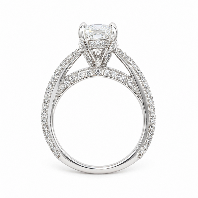 Ring Engagement Simon 1.30ct Cushion Lab Grown Diamond IGI: 722552742 G .63ctw Round Diamonds 14kw sz4.75 2.7mm 124060227