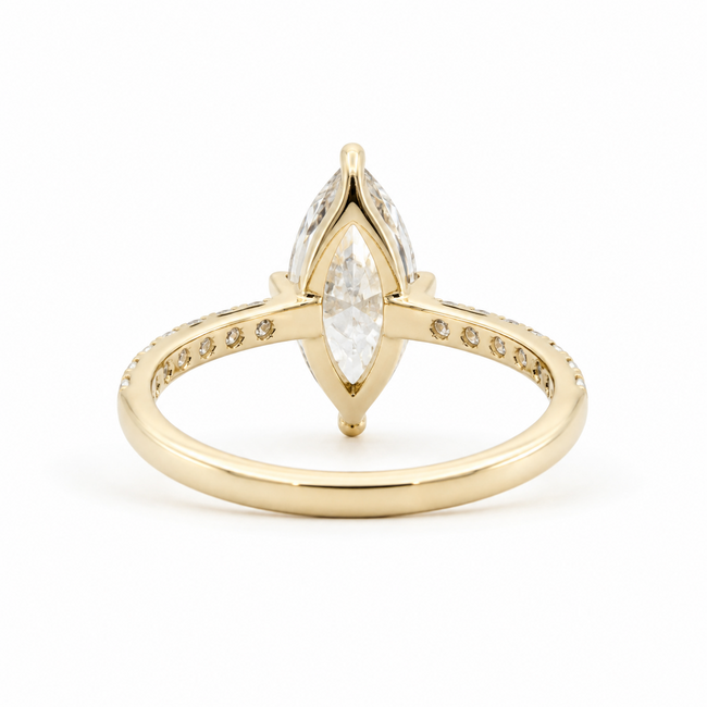Ring Engagement 1.34ct Marquise Lab Grown Diamond IGI: 662443729  .30ctw Round Diamonds 18ky sz5 13.5mm 2.71g 124060190