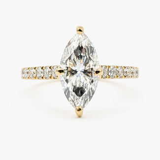 Ring Engagement 1.34ct Marquise Lab Grown Diamond IGI: 662443729  .30ctw Round Diamonds 18ky sz5 13.5mm 2.71g 124060190