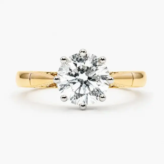 Ring Engagement Solitaire 1.52ct Round Lab Grown Diamond IGI Report: LG770635653 E VVS2 18ky 2.75mm Sz6.5 3.7g 126038002