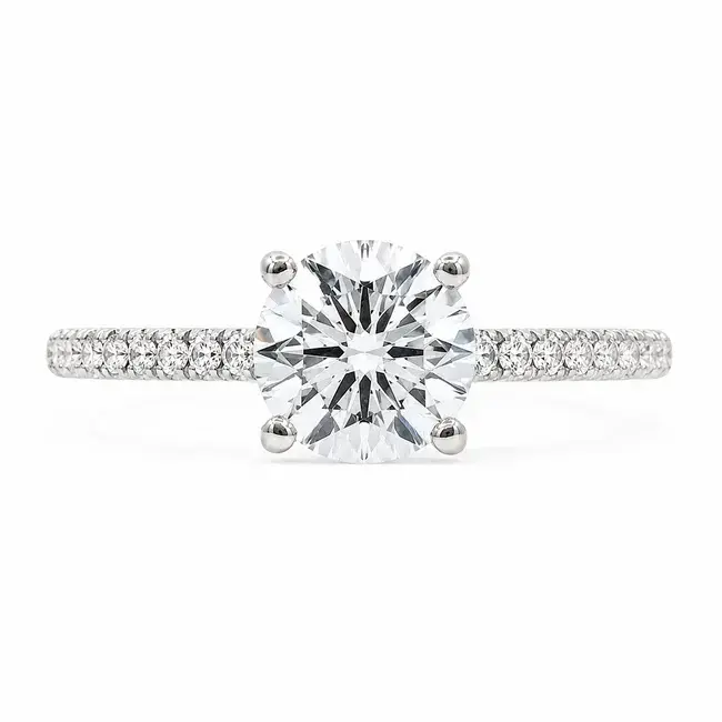 Ring Engagement Cathedral 1.1ct Round Lab Grown Diamond IGI Report: 718507344 VVS2 D .33ctw Diamonds 14kw 2mm Sz6.25 1.81g 125100047