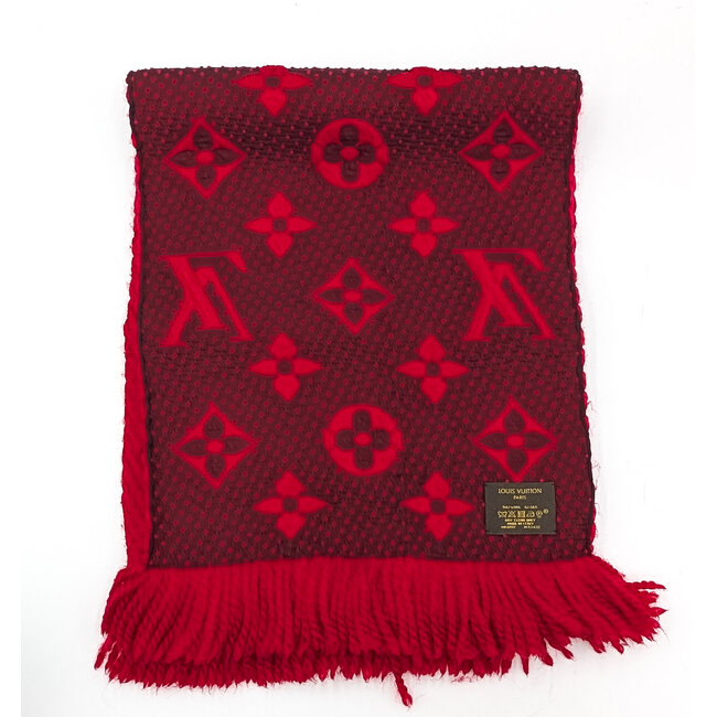 Scarf Louis Vuitton Wool Silk Logomania Scarf Rubis 94% Wool 6% Silk 64.5x12" 126065054