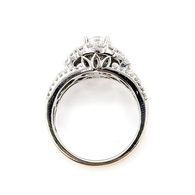 Ring Engagement Cluster 1.25ctw Round & Baguette Diamonds 10kw 5mm Sz7 6.09g 226050058