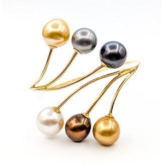 Bracelet Bypass Station 10.5-12mm Gray, Black, Golden, White Pearl 14ky 1.4mm 6.5" 19.03g 126060028