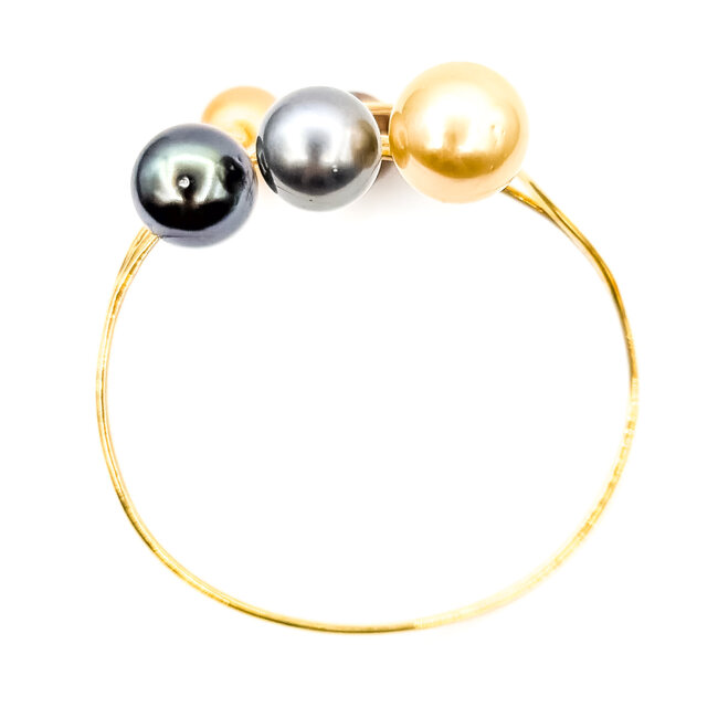 Bracelet Bypass Station 10.5-12mm Gray, Black, Golden, White Pearl 14ky 1.4mm 6.5" 19.03g 126060028