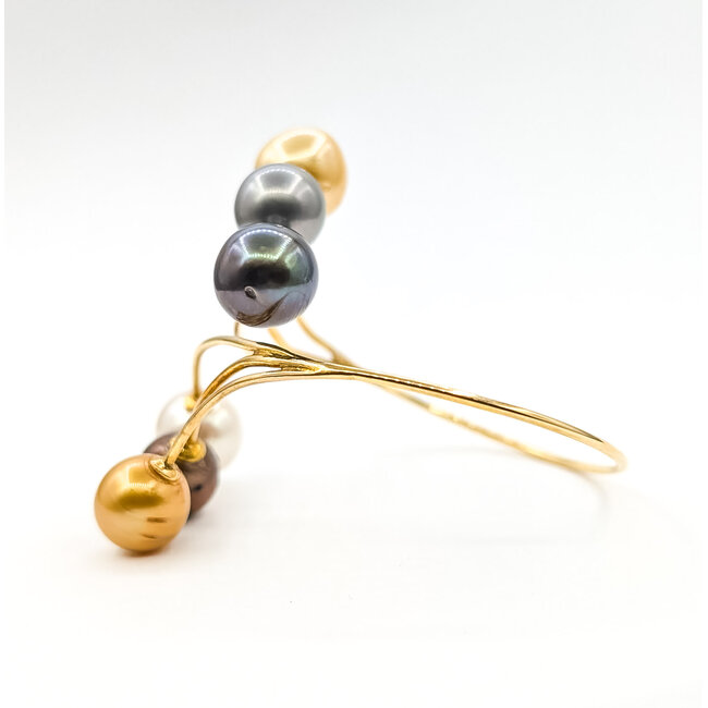 Bracelet Bypass Station 10.5-12mm Gray, Black, Golden, White Pearl 14ky 1.4mm 6.5" 19.03g 126060028