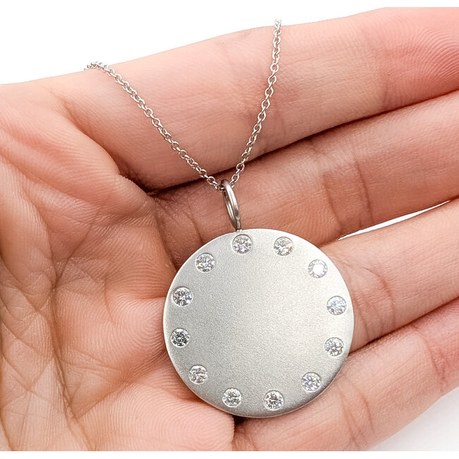 Pendant Simon G Disc 1ctw Round Diamonds 18kw 25mm 17-19" 7.79g 126060031