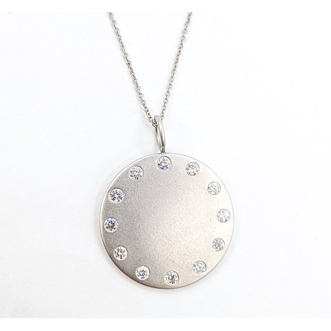 Pendant Simon G Disc 1ctw Round Diamonds 18kw 25mm 17-19" 7.79g 126060031