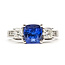 Ring 3-Stone Milgrain .76ctw Princess & Round Diamonds 2.19ct Violet Tanzanite 14kw 3mm Sz7.25 6.81g 126060029