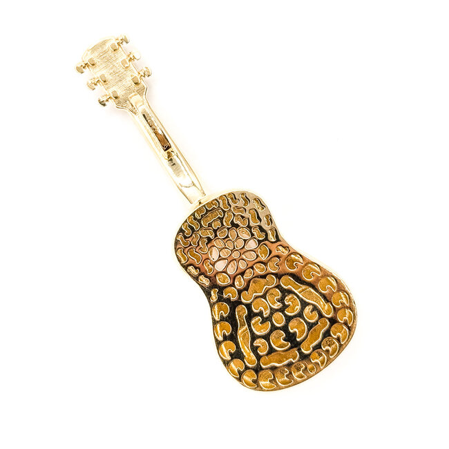 Pendant Guitar .12ctw Cubic Zirconia 14ky 2.1x.75" 10.19g 126040116