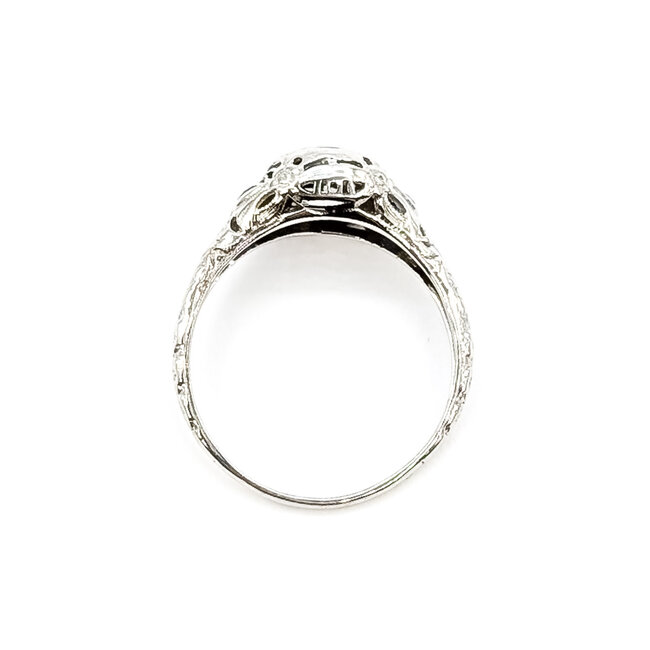Ring Filigree .12ct Diamond .10ctw Sapphire 18kw sz6.75 1.9g 124020751