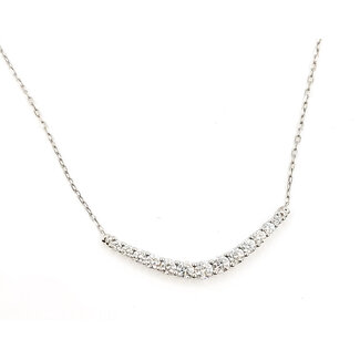 Necklace Graduated Bar Smile 1.15ctw Round Diamonds 14kw 1.4x.15" 3.56g 126060030