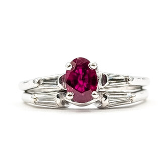 Ring Wedding Set 0.2ctw Diamonds .67ct Ruby 14kw Sz6 3.65g 125120033