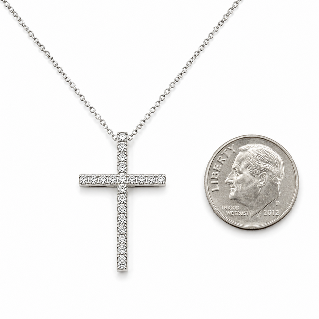 Pendant Cross .18ctw Round Diamonds 18kw .9x.5" 14-16" 2.83g 126030073