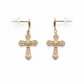 Earrings Stud Cross .02ctw Round Diamonds 10kr 1x.5" 1.5g 126020020