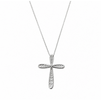 Pendant Cross 1.25ctw Round Diamonds 14kw 1.4x1.05" 16" 6.71g 126050027