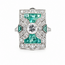 Ring Shield 1.76ctw Round Diamonds 3.82ctw Green Emeralds 900pt 22x14.5mm Sz7 7.2g 126060002