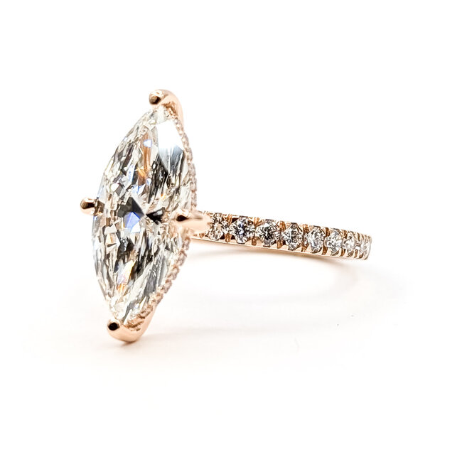 Ring Hidden Halo 3.08ct Marquise Lab Grown Diamond IGI Report: 798601617 1.00ctw Diamonds 14kr 2mm Sz8 2.38g 126040123