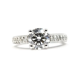 Ring Milgrain 1.58ct Round Lab Grown Diamond IGI Report: 768667399 .24ctw Round Diamonds 14kw Sz6 6.7g 126050005