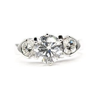 Ring Engagement 1.47ct Round Lab Grown Diamond IGI Report: 752591286 Bezel Accent .50ctw Round Diamonds 14kw 3.75mm Sz6.25 6.8g 125060097