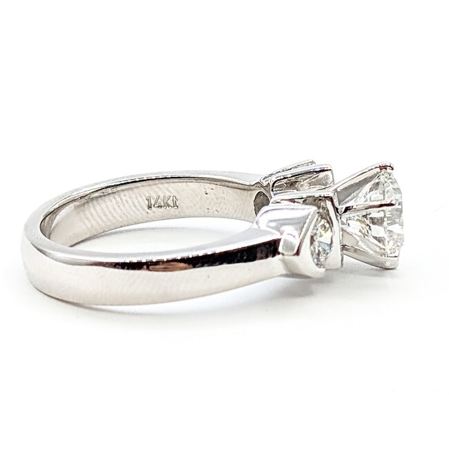Ring Engagement 1.47ct Round Lab Grown Diamond IGI Report: 752591286 Bezel Accent .50ctw Round Diamonds 14kw 3.75mm Sz6.25 6.8g 125060097