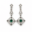 Earrings Art Deco Dangle .64ctw Round Diamonds .30ctw Green Emerald 900pt 32x15mm 5.29g 126060023
