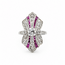 Ring Shield 1.65ctw Round Diamonds .94ctw Red Rubies 900pt 28x15mm Sz7 8.6g 126060006