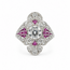 Ring Scalloped Cross Shield .82ctw Round Diamonds 1.05ctw Red Rubies 900pt 21mm Sz6 5.5g 126060007