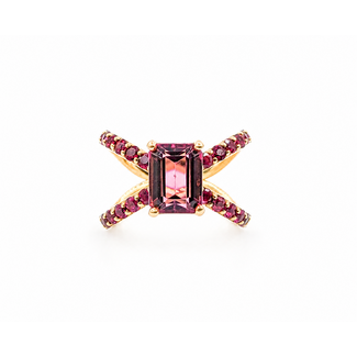 Ring 2.28ct Pink Tourmaline 1.05ctw Rubies 14ky Sz6 223030042