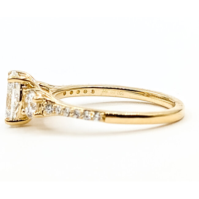 Ring Engagement 3-Stone 1ct Radiant Lab Grown Diamond .75ctw Near Colorless Lab Grown Diamonds 14ky 1.75mm Sz7 3.29g 126070015