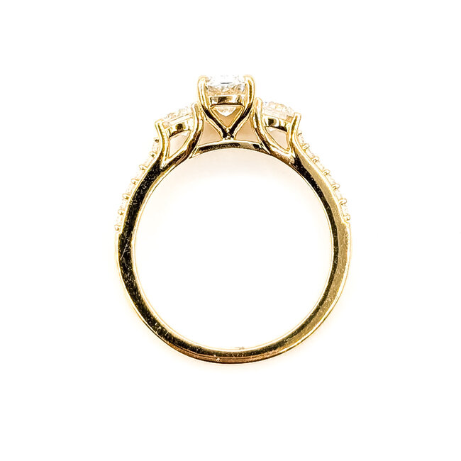 Ring Engagement 3-Stone 1ct Radiant Lab Grown Diamond .75ctw Near Colorless Lab Grown Diamonds 14ky 1.75mm Sz7 3.29g 126070015