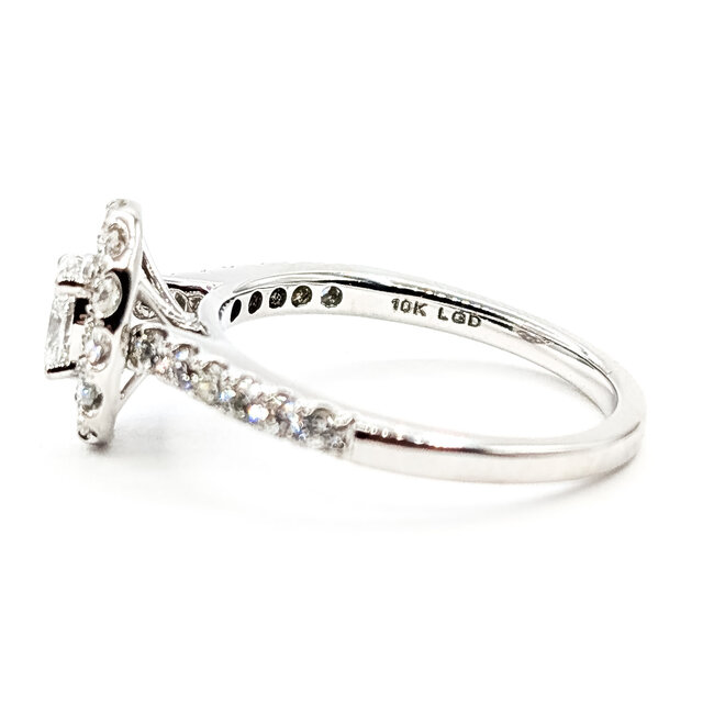 Ring Engagement Halo 1ctw Round Lab Grown Diamonds 10kw 2mm Sz7 3.07g 126070021