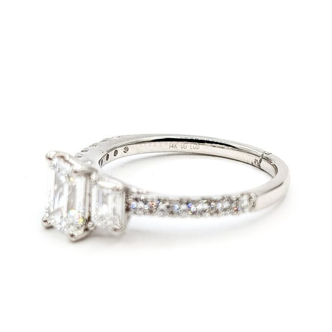 Ring Engagement 3-Stone 2ctw Emerald Cut Lab Grown Diamonds 14kw 1.9mm Sz7 3.25g 126070008