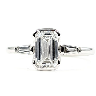 Ring Engagement 3-Stone 1.25ctw Emerald & Baguette Lab Grown Diamonds 14kw 1.7mm Sz7 1.88g 126070026
