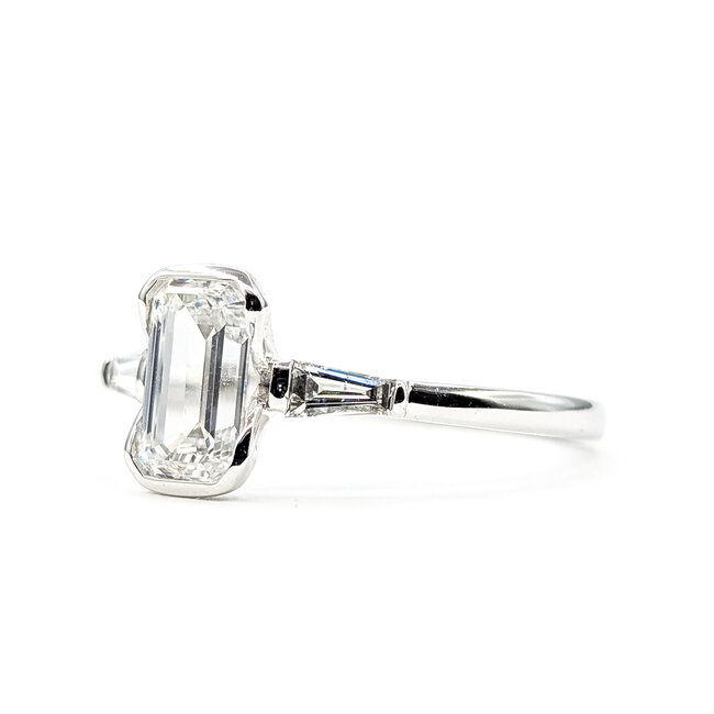 Ring Engagement 3-Stone 1.25ctw Emerald & Baguette Lab Grown Diamonds 14kw 1.7mm Sz7 1.88g 126070026