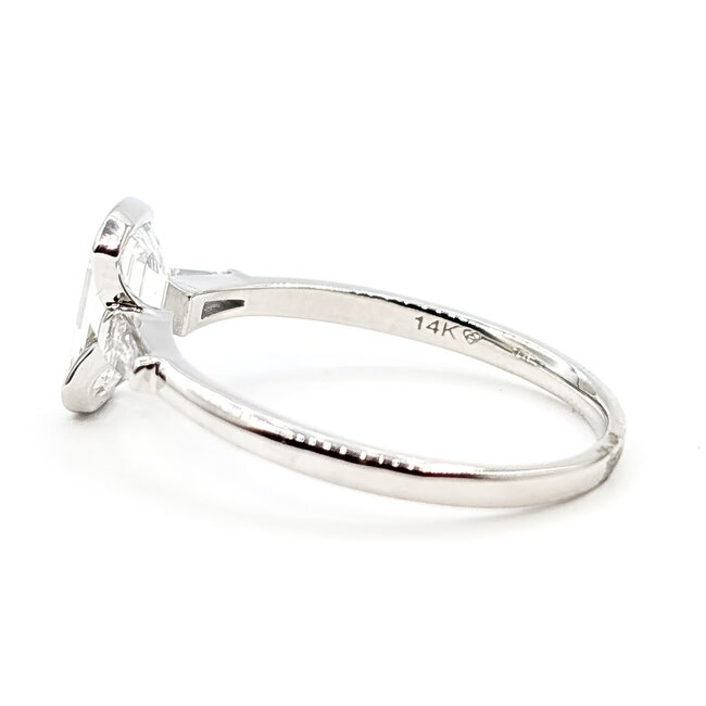 Ring Engagement 3-Stone 1.25ctw Emerald & Baguette Lab Grown Diamonds 14kw 1.7mm Sz7 1.88g 126070026