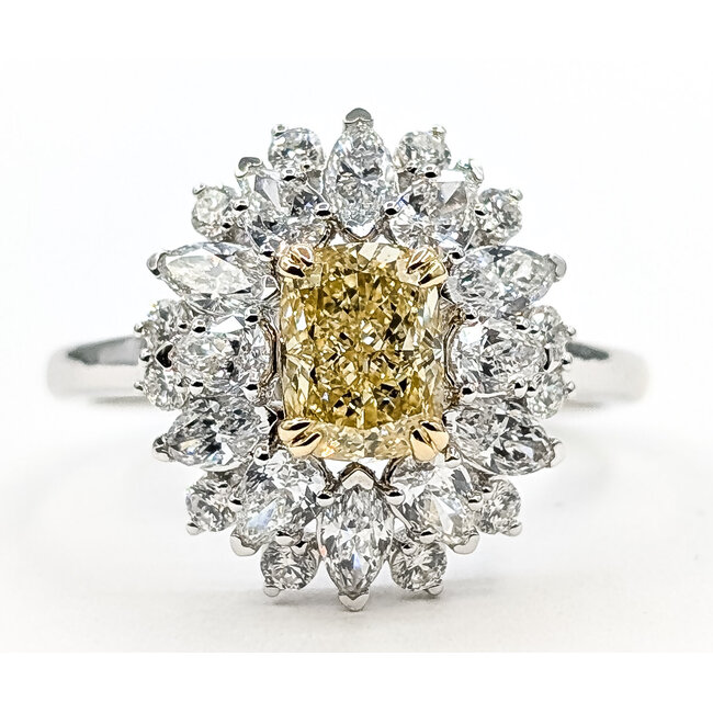 Ring Cocktail Halo 1ct Yellow Oval Lab Grown Diamond 1.25ctw Lab Grown Diamonds 14kw 1.9mm Sz7 3.17g 126070030