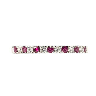 Ring Bridal 0.11ctw Round Diamonds 0.16ct Red Ruby 14kw 2mm Sz7 2.24g 126070035