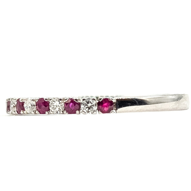 Ring Bridal 0.11ctw Round Diamonds 0.16ct Red Ruby 14kw 2mm Sz7 2.24g 126070035