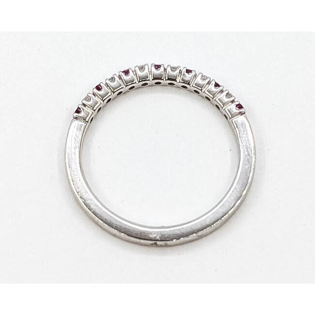 Ring Bridal 0.11ctw Round Diamonds 0.16ct Red Ruby 14kw 2mm Sz7 2.24g 126070035