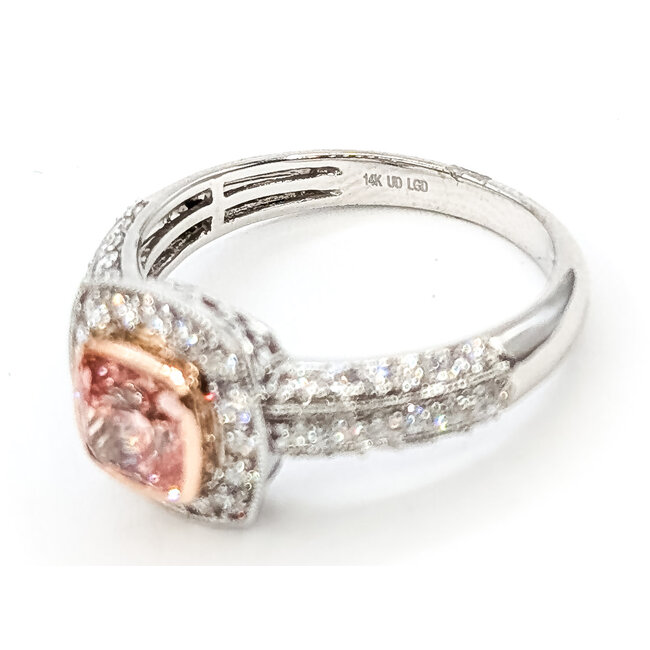 Ring Engagement Halo Milgrain .85ct Cushion Lab Grown Diamond .90ctw Near Colorless Lab Grown Diamonds 14kw 3.7mm Sz7 3.53g 126070014