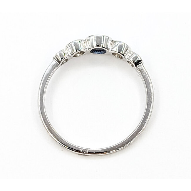 Ring 5-Stone 0.25ctw Round Diamonds 0.25ct Blue Sapphire 14kw 1mm Sz7 1.6g 126070038