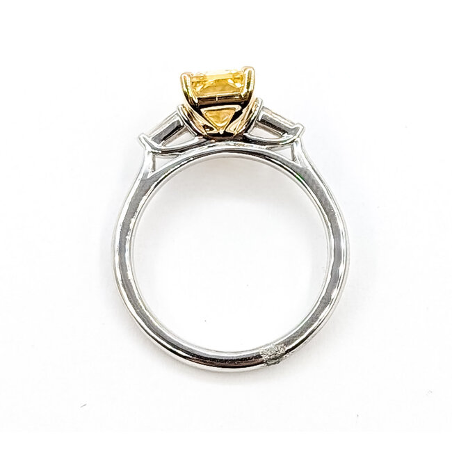 Ring Engagement 3-Stone 2.25ct Yellow Radiant Lab Grown Diamond .25ctw Near Colorless Lab Grown Diamonds 14ktt 2.2mm Sz7 4.28g 126070028