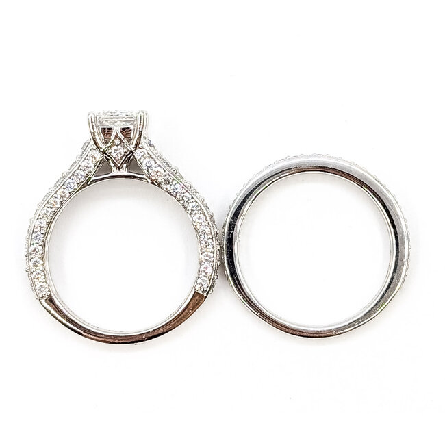 Ring Engagement Set Milgrain Graduated 1ct Princess Cut Lab Grown Diamond 1.50ctw Lab Grown Diamonds 14kw 6mm Sz7 7g 126070056