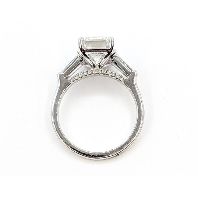Ring Engagement 3-Stone 4ct Emerald Cut Lab Grown Diamond .75ctw Lab Grown Diamonds 14kw 1.75mm Sz7 4.56g 126070003